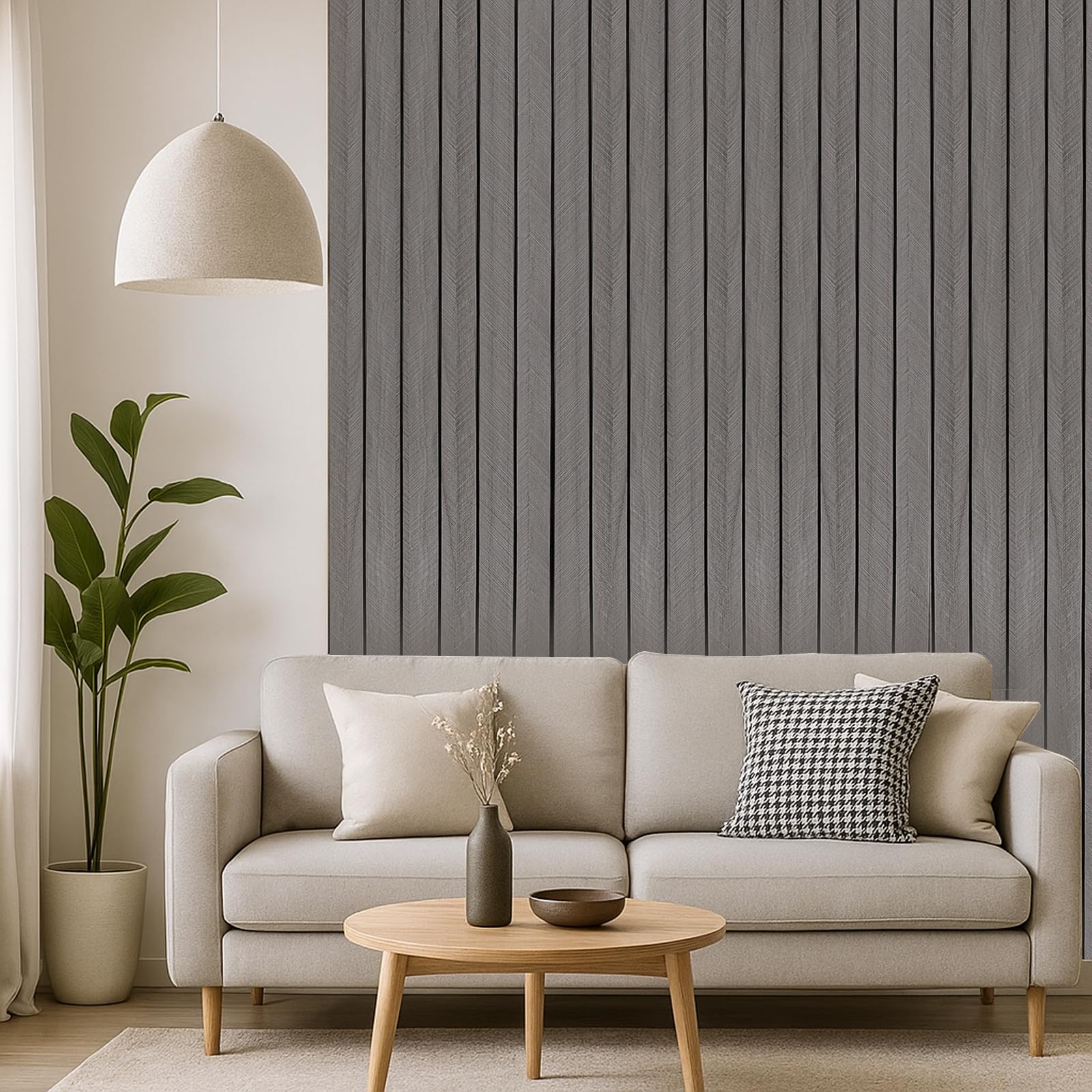 Pannelli acustici autoadesivi 300 x 40 cm, effetto legno 3D, pannello parete a lamelle per parete e soffitto, isolamento acustico, facili da installare, soggiorno, camera da letto, ufficio (GS004)