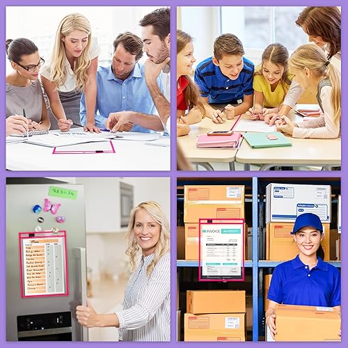 Vista 60 de Nezyo Bolsillos de borrado en seco, soportes de plástico para boletos de trabajo, bolsillos para pedidos, fundas transparentes, carpetas de boletos