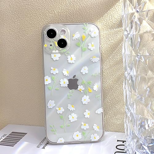 Miniatura 9 de Lovmooful Funda compatible con iPhone 13, diseño de hojas florales de aceite transparente para niñas y mujeres, TPU suave a prueba de golpes,