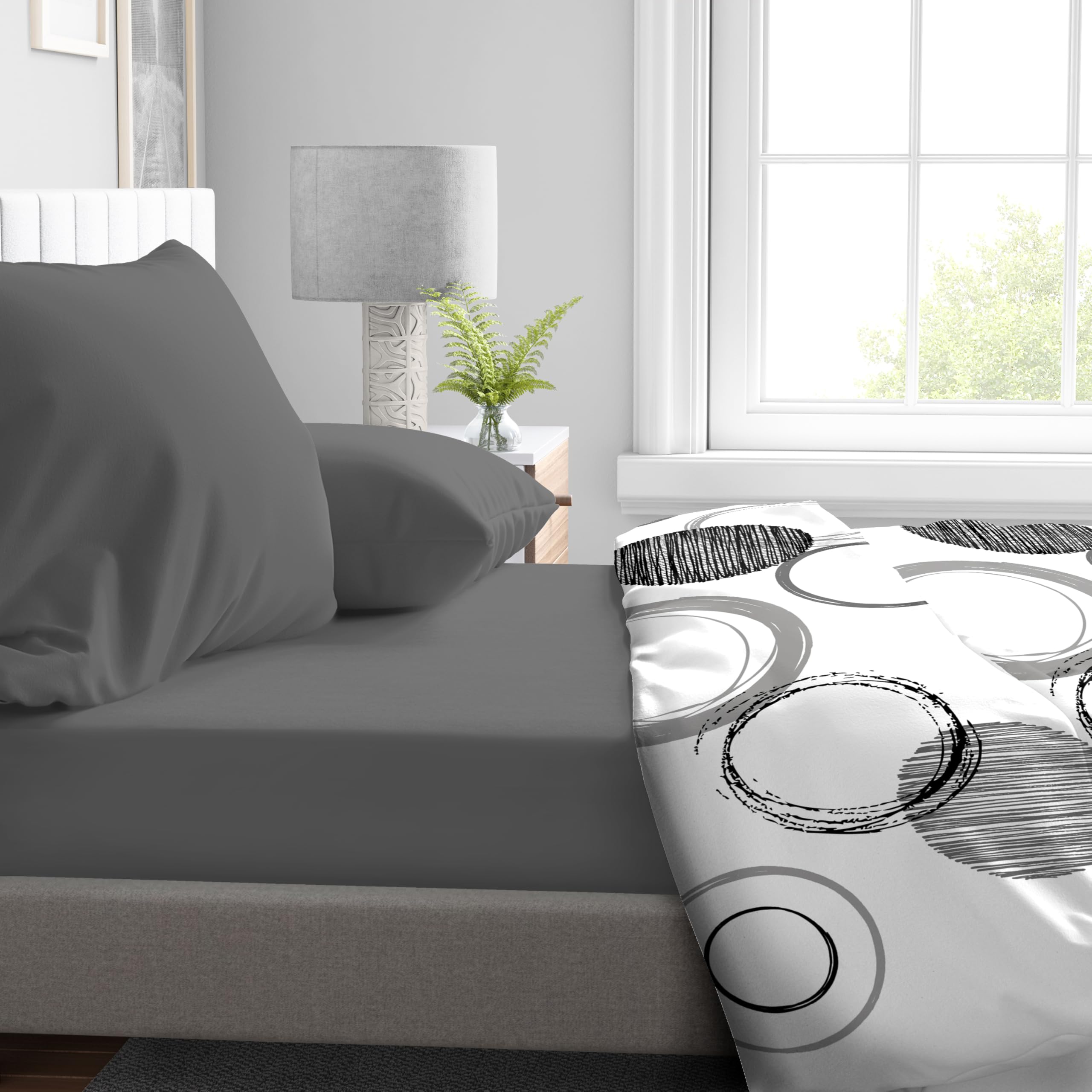 Fitted Sheet, 160 x 200 + 30 cm, Charcoal Grey