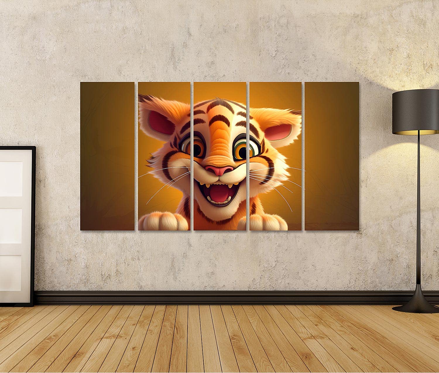 islandburner Cuadro sobre lienzo con diseño de tigre de dibujos animados para habitación infantil