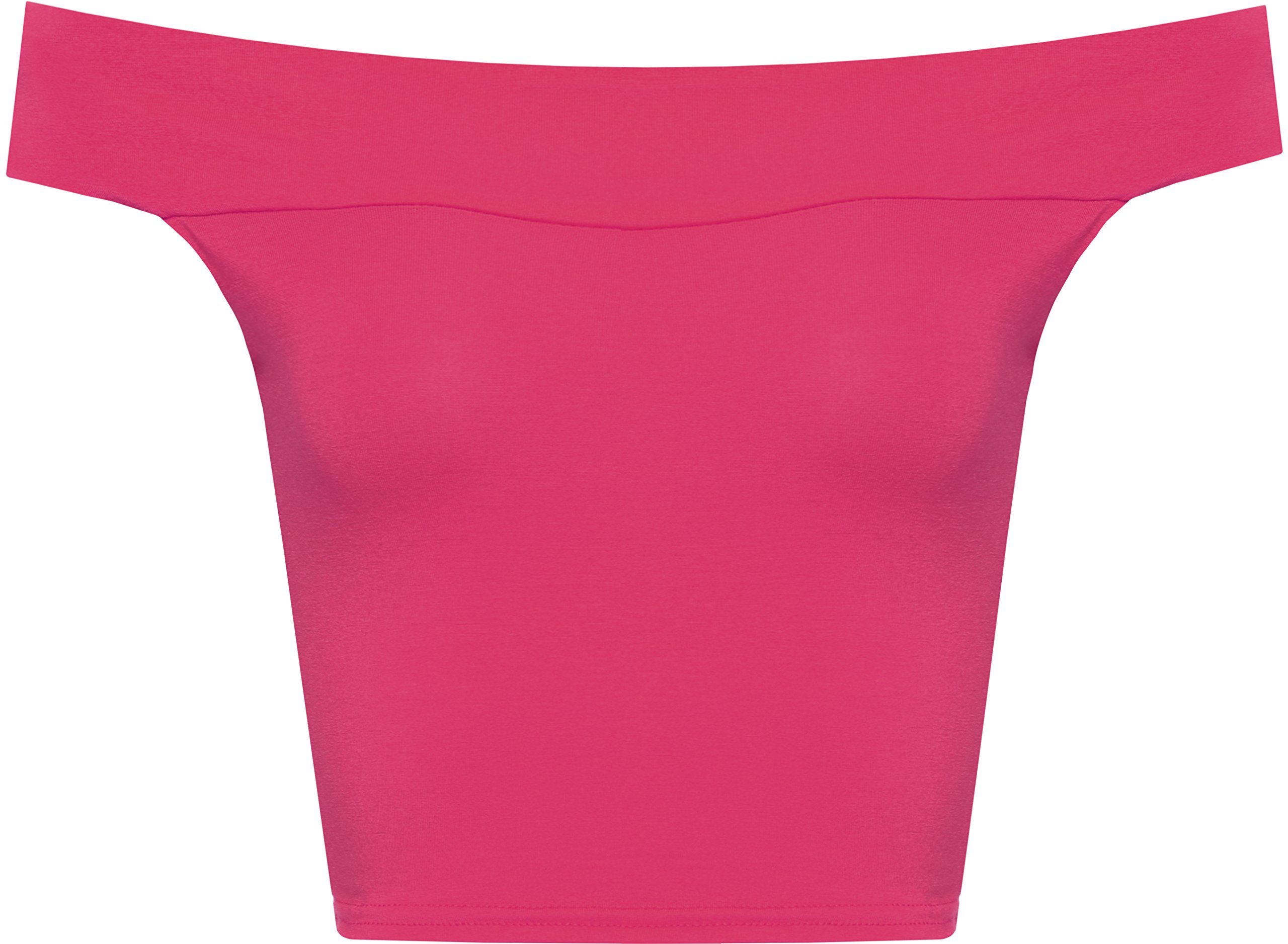 Wearall Women's Cerise Off Shoulder Plain Short Crop Bandeau Open Cowl Neck Top - 8-10