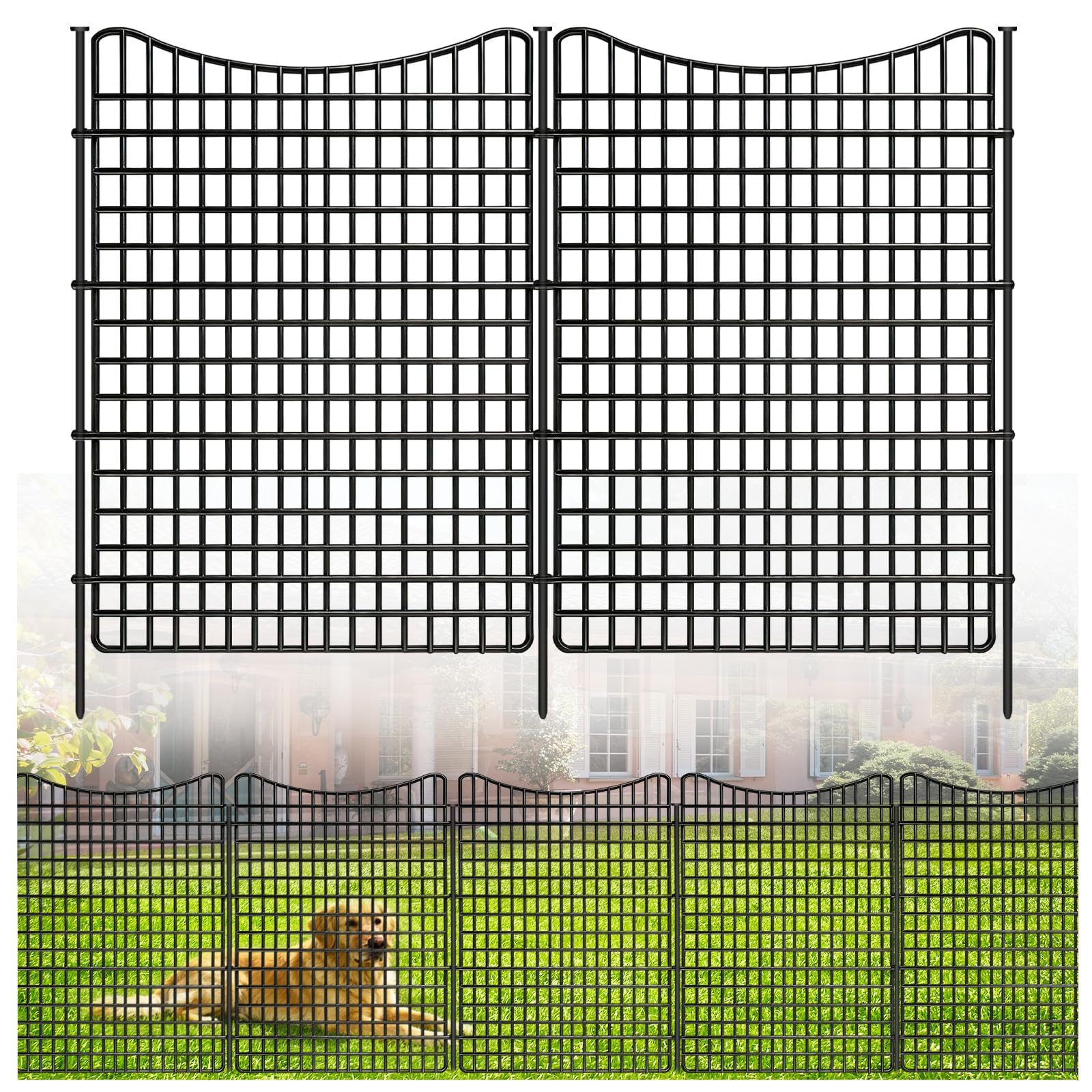 Photo 1 of ULIOK 14 Panels Dog Fence Outdoor for Yard, Garden Fence Animal Barrier, 36 in(H) X 35.36 ft(W) No Dig Garden Fencing Outdoor, Dogs Rabbits Blocker Metal Wire Decorative Fences for Yard, Patio