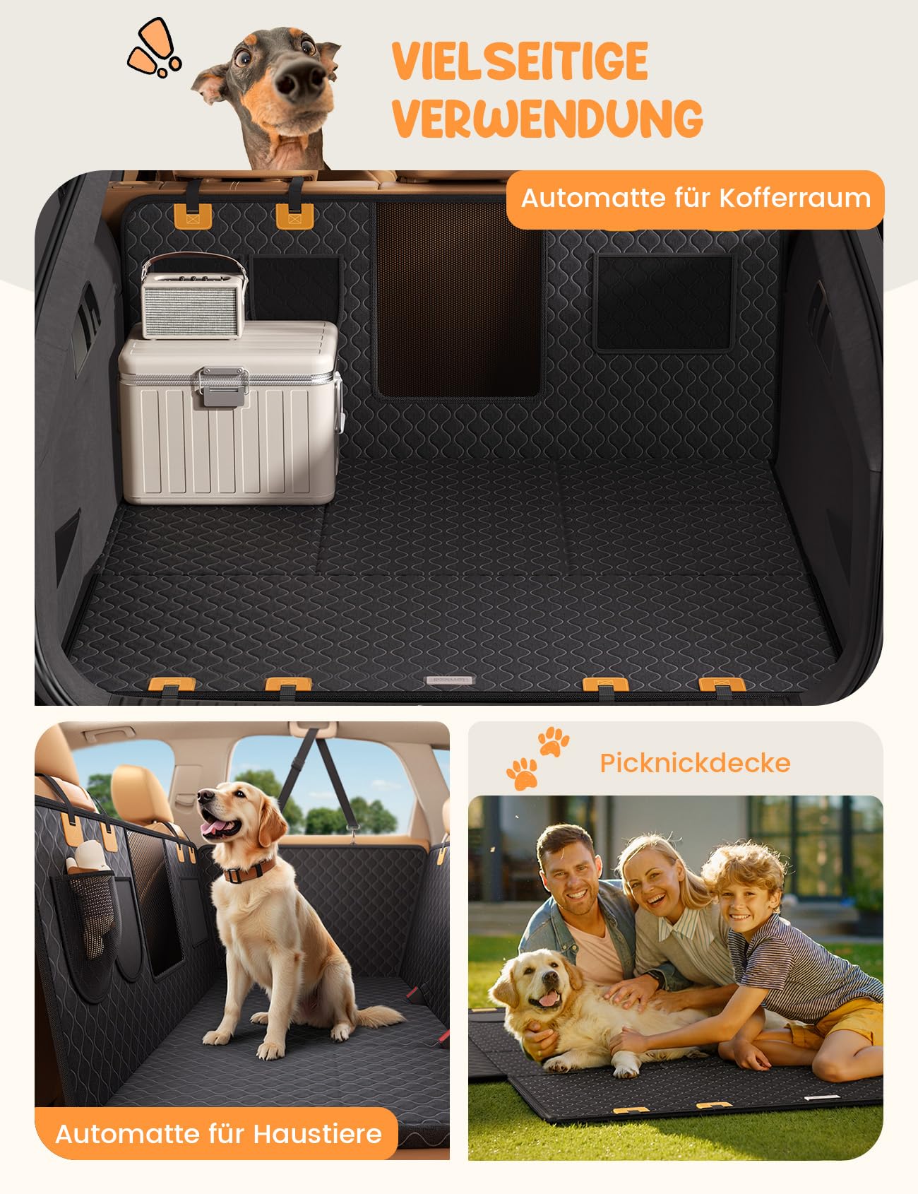Lamicall Hundedecke Auto Rückbank, Autoschondecke Hund - [TOP Reißfestigkeit] Wasserdichte Hundematte Rücksitz mit 195kg Tragkraft, Kratzfeste Haustier Schutzmatte für Autositz, Für Autos & Kleine SUV