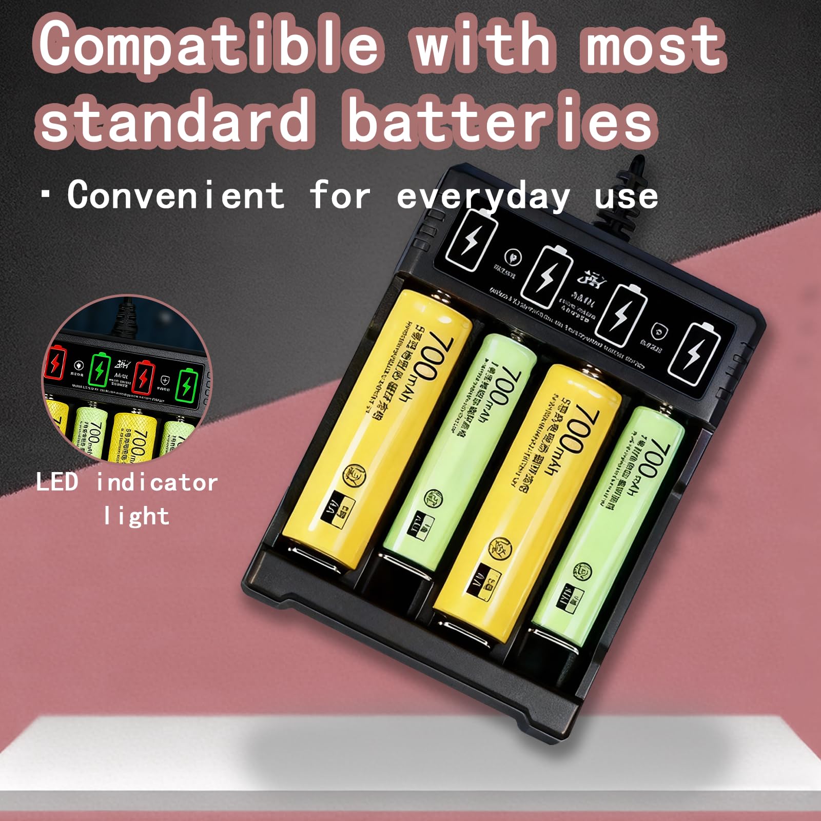 Caricabatterie Indipendente A 4 Slot Per Batterie Ricaricabili AA E AAA Ni-MH, Display LCD, Sistema Di Raffreddamento E Sicurezza Avanzata Per Ricariche Efficaci, Caricatore Pile Ricaricabili