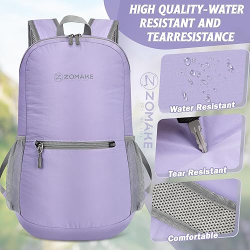 Miniatura 70 de ZOMAKE Mochila ultra ligera y compactable Mochila de senderismo resistente al agua, Mochila pequeña Mochila de camping al aire libre plegable y Azul