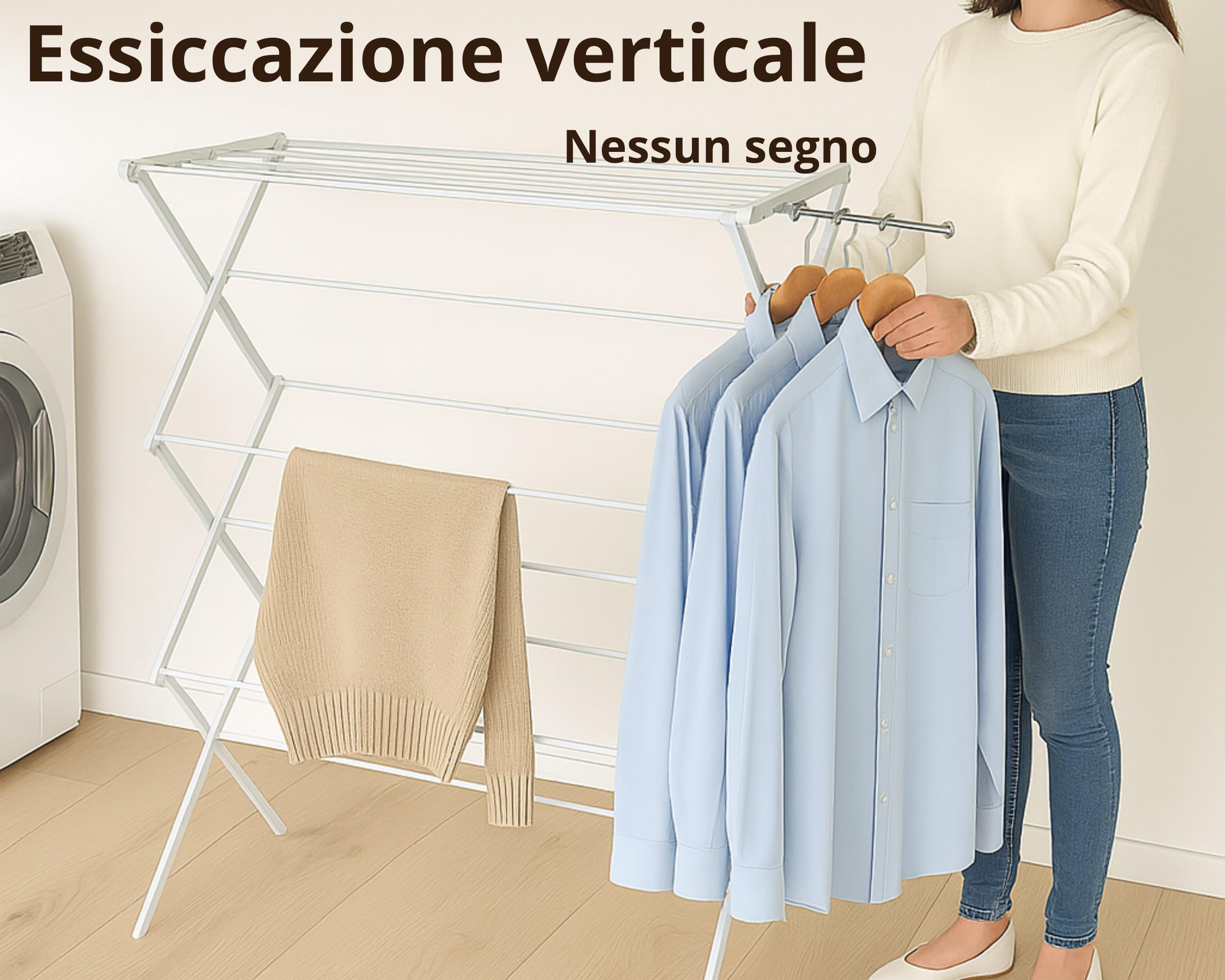 Stendibiancheria Estensibile e Pieghevole 58–102 cm | 2 Bracci Porta Appendiabiti