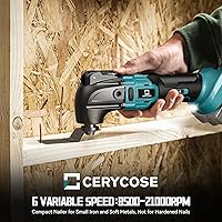 Vista 6 de Herramienta oscilante inalámbrica compatible con batería Makita, herramienta de motor sin escobillas de 21000 OPM máx con mango auxiliar