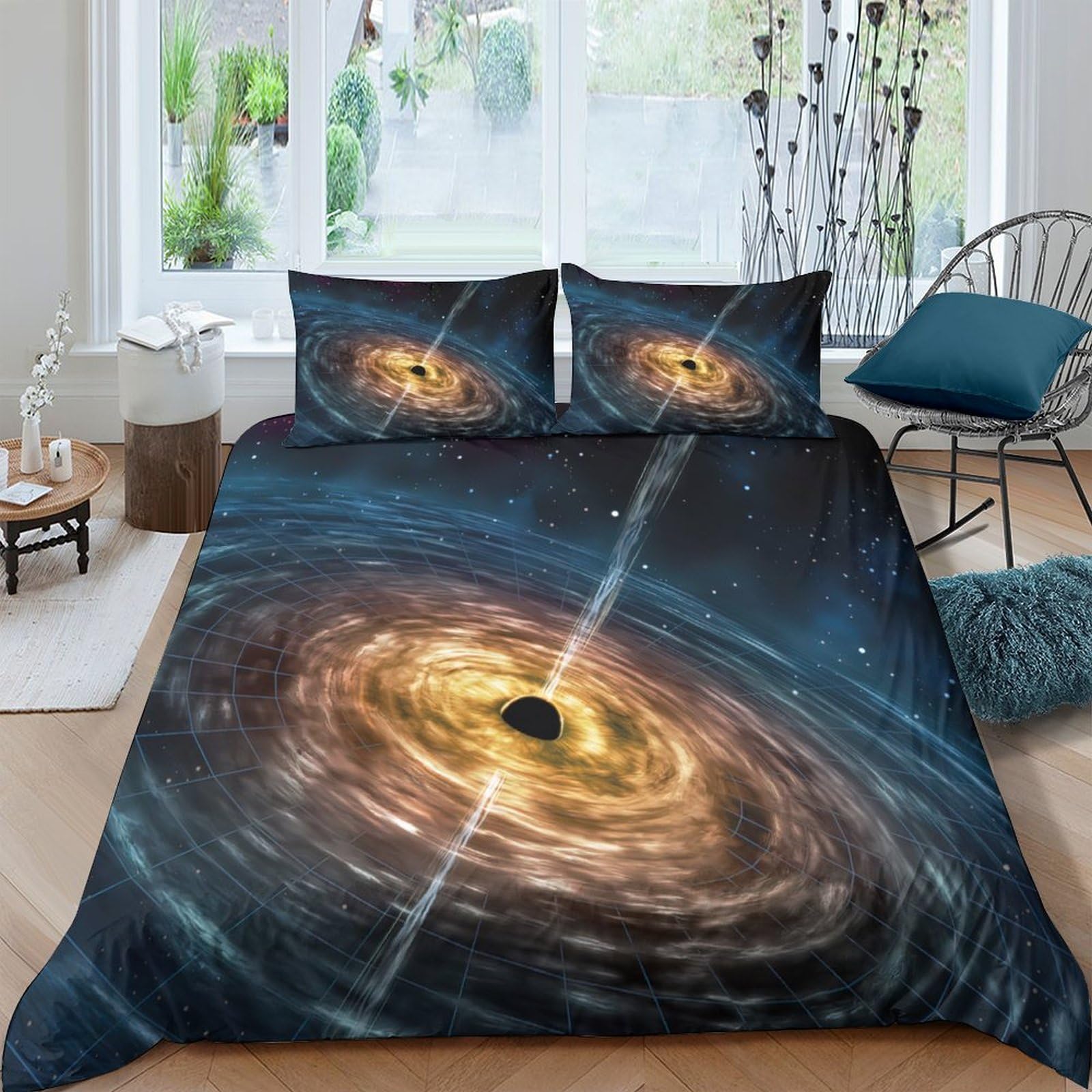 Ctjqhvkz Style-4 3D Printed Black Hole Fitted Sheet Microfiber Soft Breathable Cosmic Swirl Mattress Cover For Bedroom Dorm Decor Single（135X200cm）
