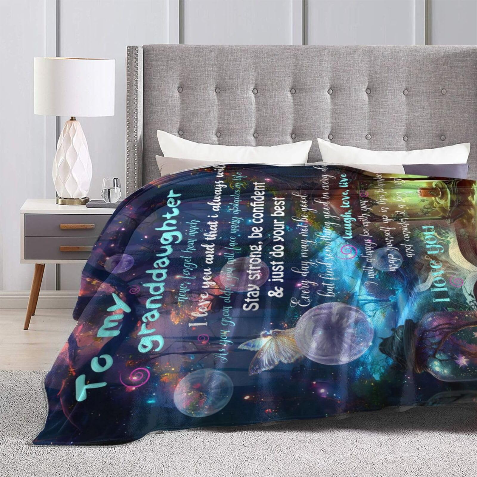 CUJUYO Enkelin-Decke 150x125 Cm – Aus Weichem Flanell, Mehrfarbig, Waschbar, Geschenk Für Oma