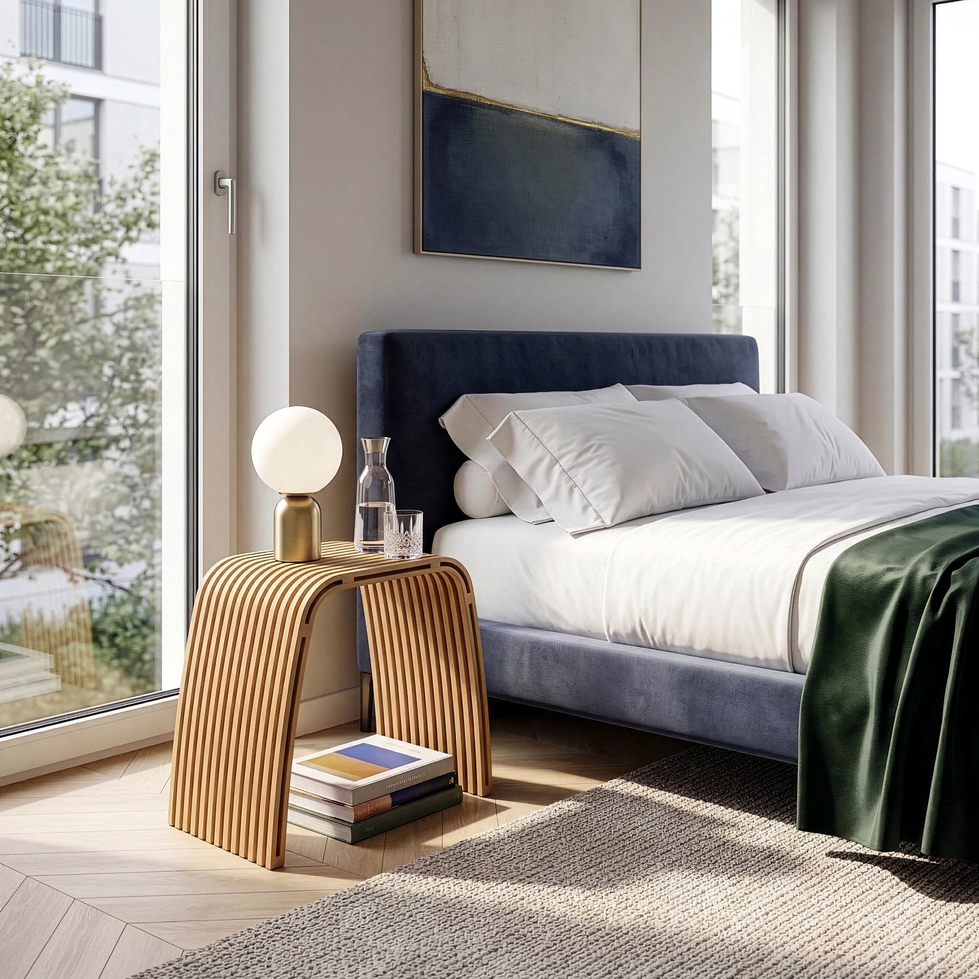 [en.casa] Seduta Multiuso in Bambù per Bagno Sgabello Basso da Ingresso Poggiapiedi Piano d'Appoggio per Soggiorno Camera da Letto 45 x 50 x 31 cm - Naturale