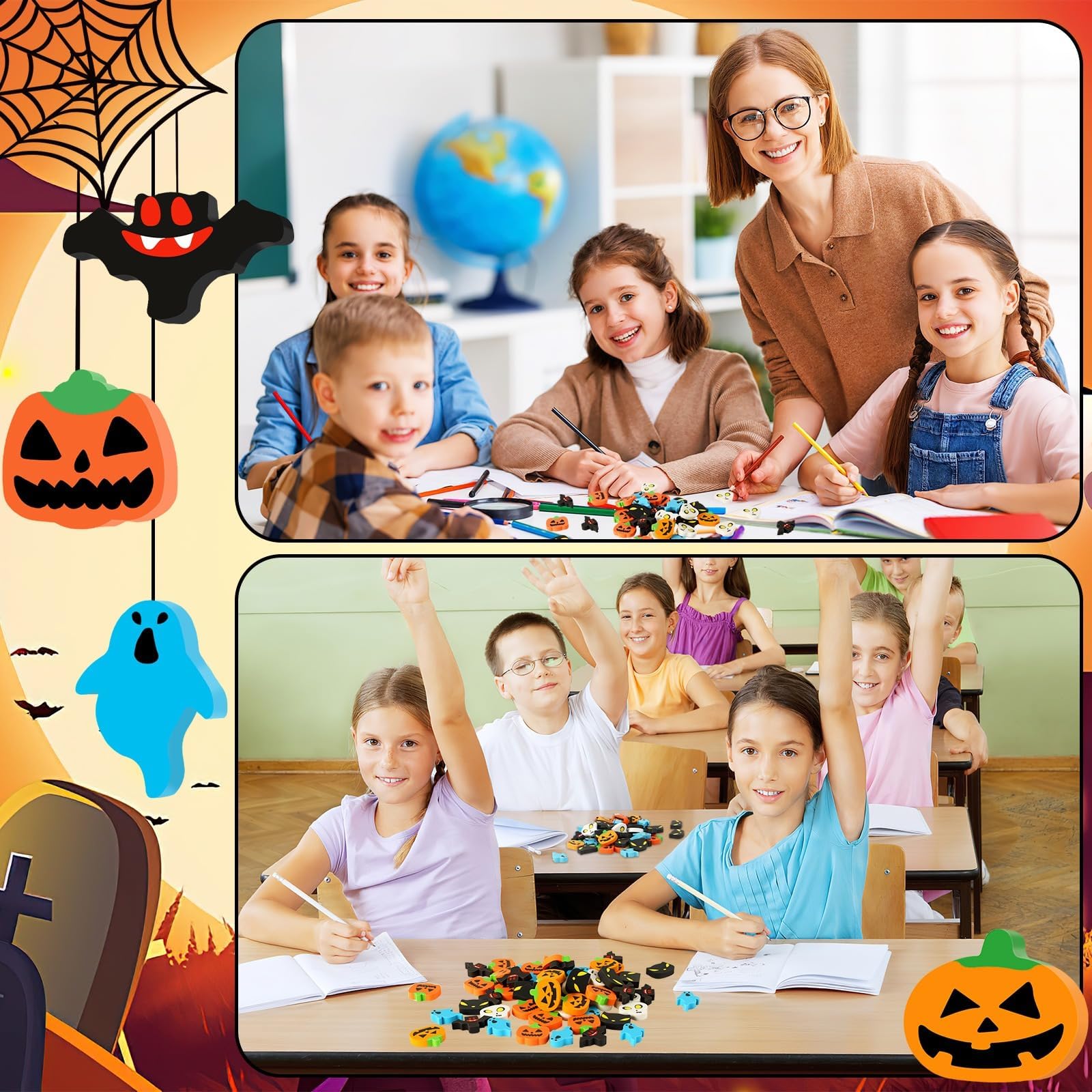 JUNEBRUSHS 30 mini gomme da cancellare per Halloween