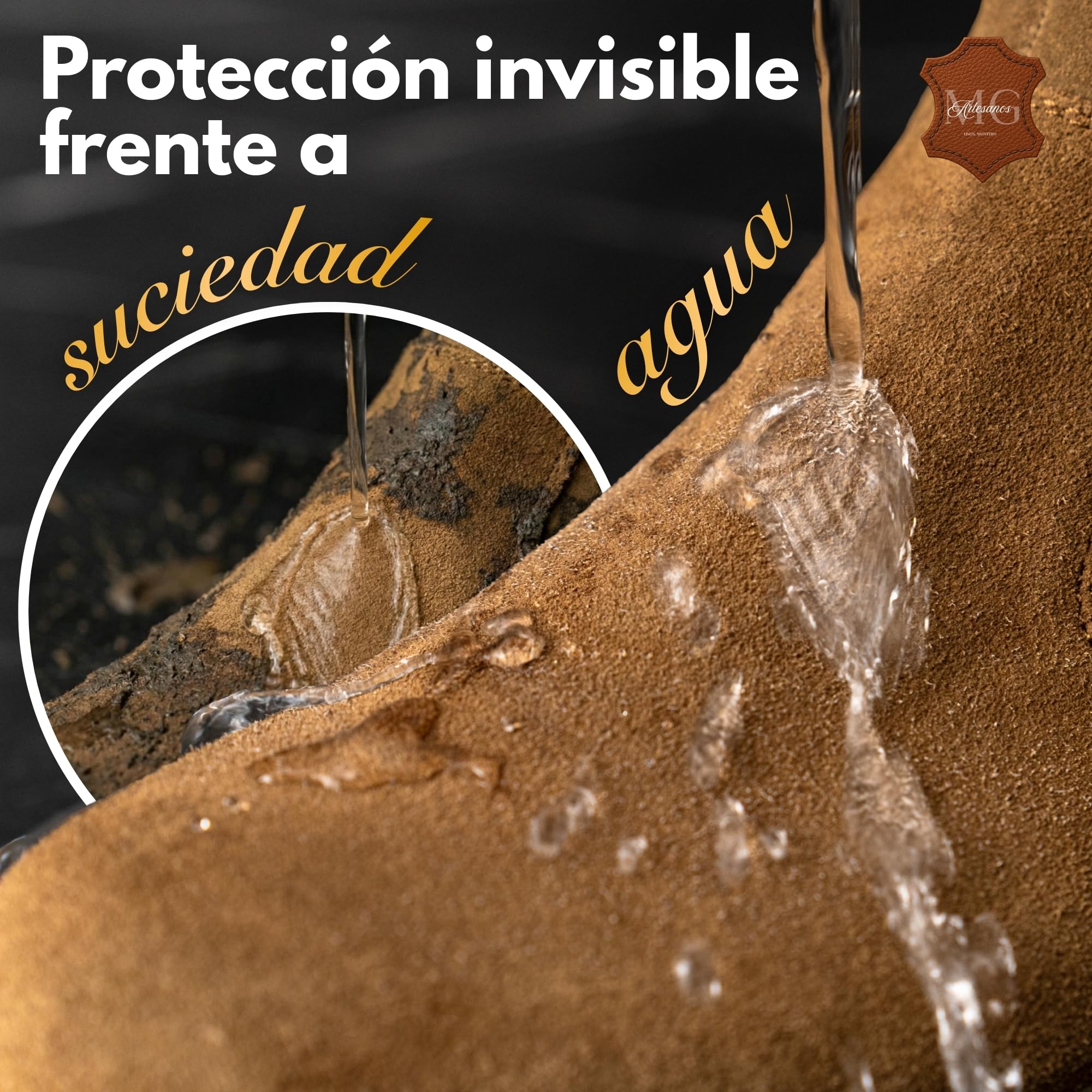 MG ARTESANOS | Spray Impermeabilizante para Calzado y Accesorios – Protector para Ante y Nobuk, Repelente de Agua y Manchas para Zapatillas, Botas y Bolsos