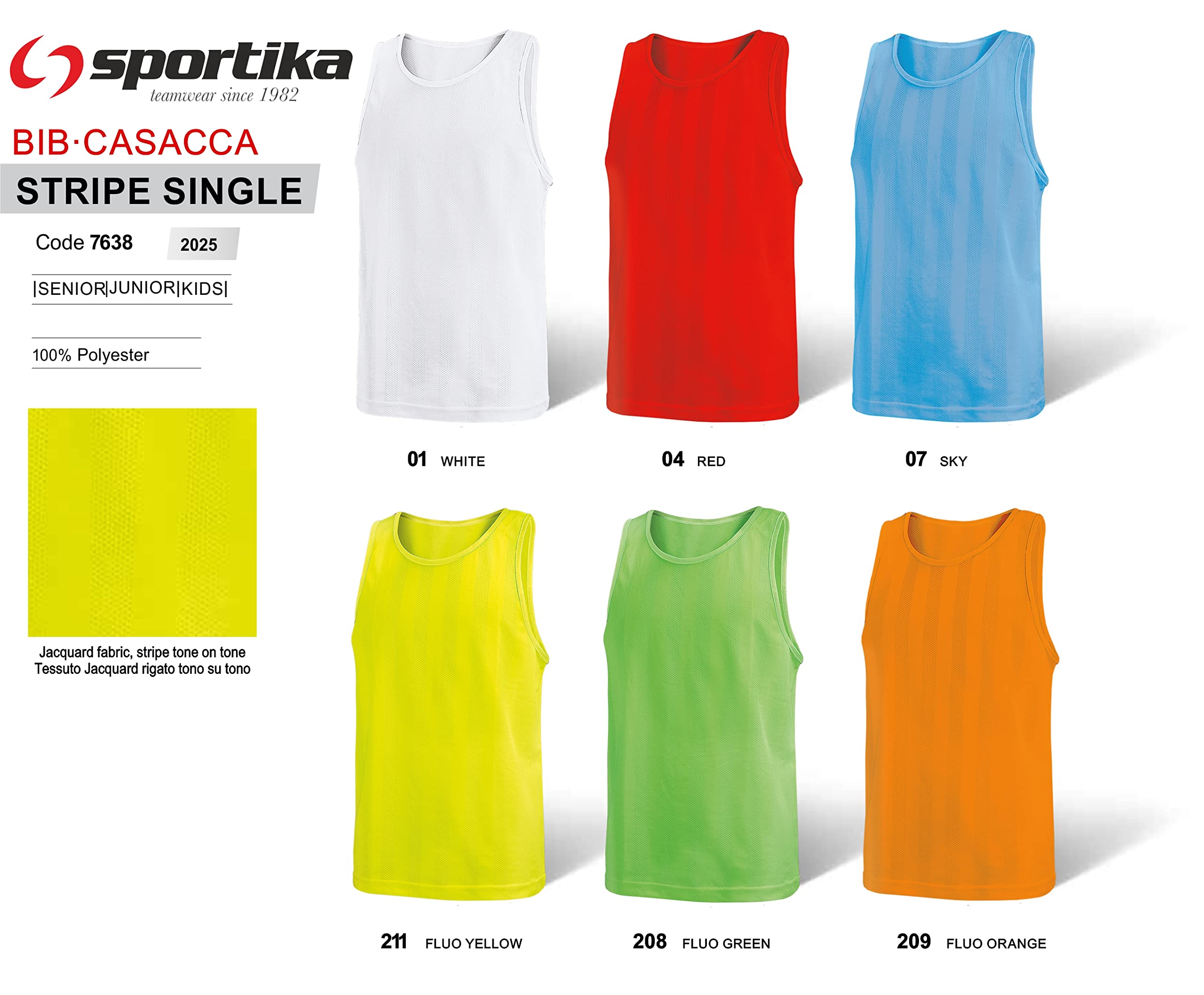 10 Casacche NO LOGO Mod. STRIPE SINGLE Pettorina Fratino Casacca Allenamento Calcio Calcetto Basket Rugby Atletica