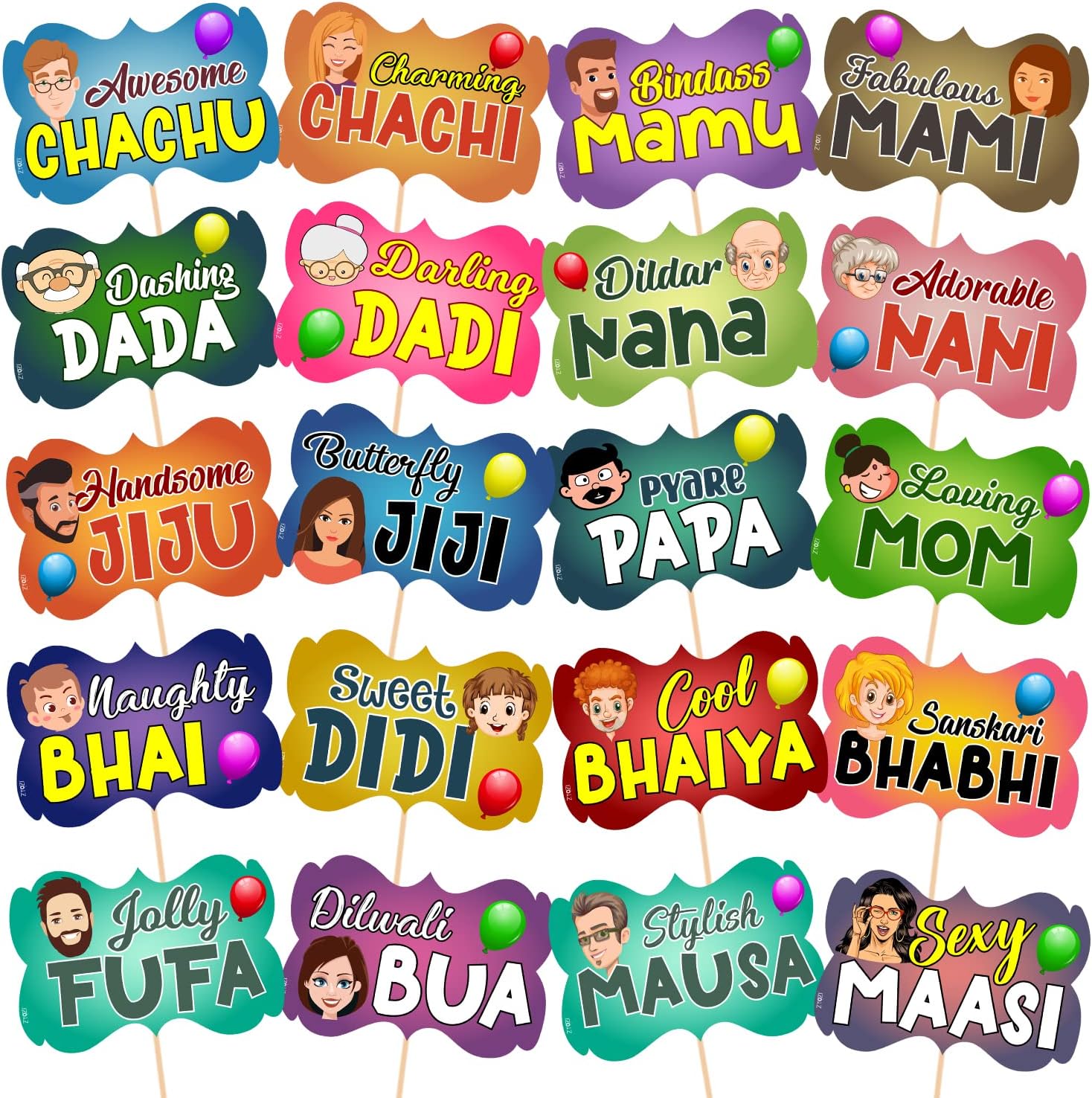 Zyozique 20 Piece Baby Shower Props for Photoshoot,Photo Booth with Stick,Decorations Sticks Attached for Mom to Be Shoot,Maternity Shoot, Mommy to be Propps,Fufa to be Propsi,Dadi to be Props