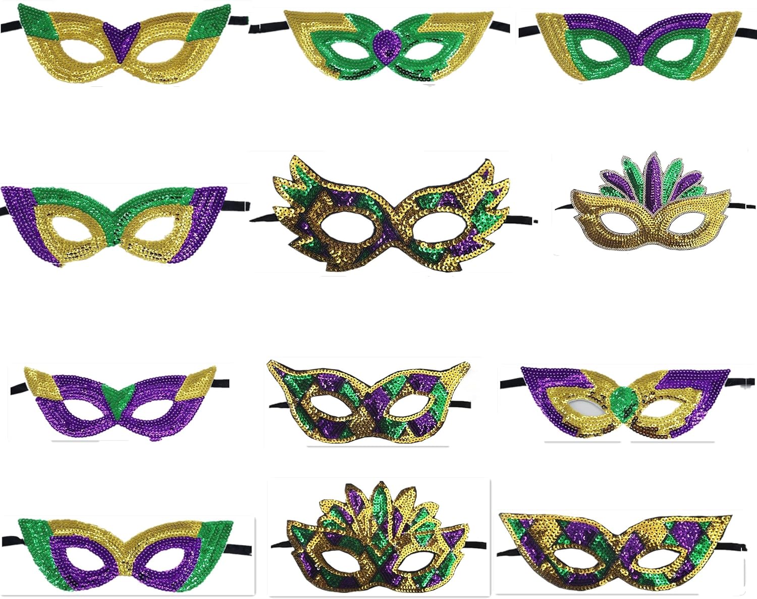 Booetooet 12Pcs Mardi Gras Masks Decorations Felt Masks