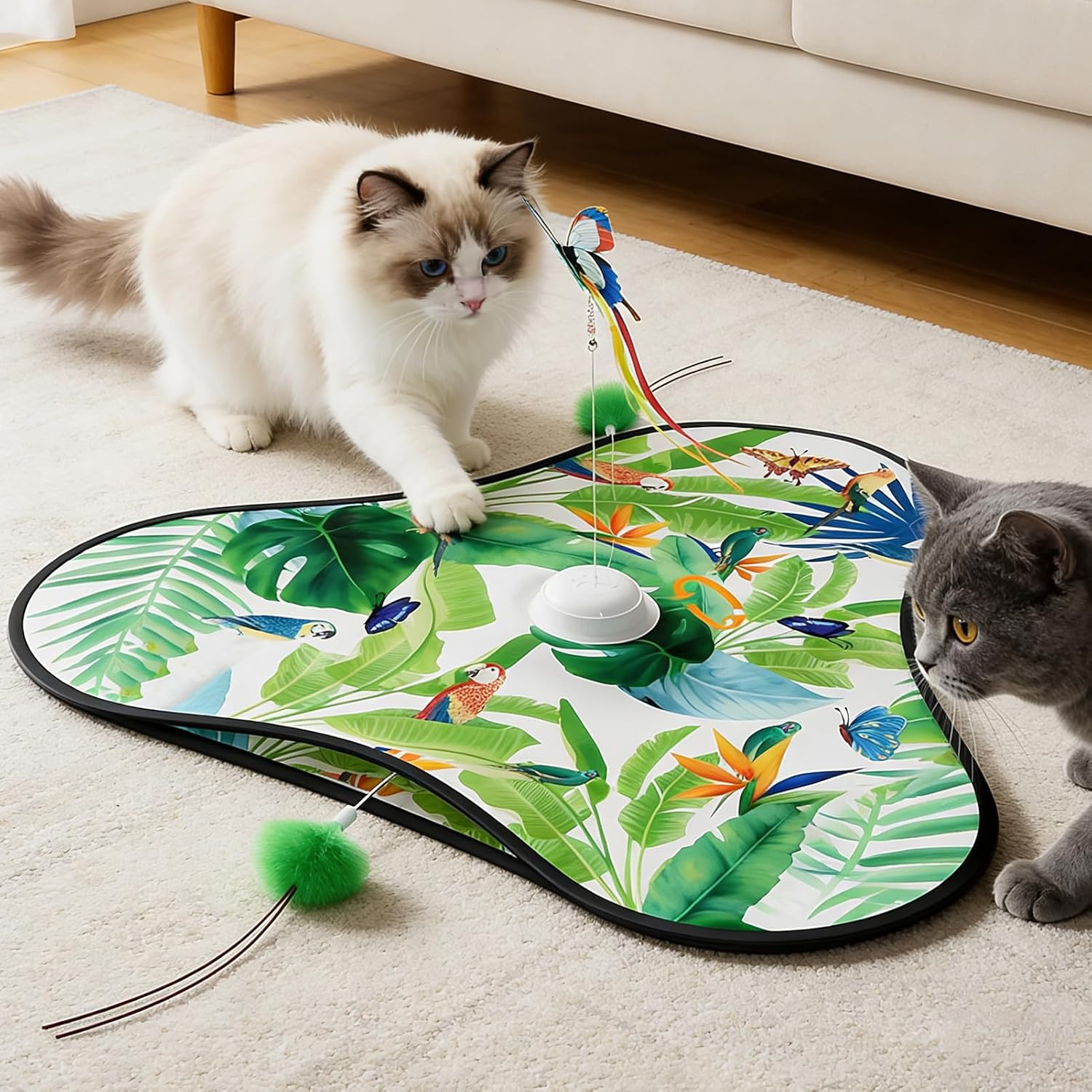 Cat Play Mat - Rolling Rechargeable Toy, Automatic Activity Mat for Pet Exercise, Fun Stimulation Accessory, Cat Entertainment Station with Engaging Movement, Smart Hunting Trainer for Mental Exercise