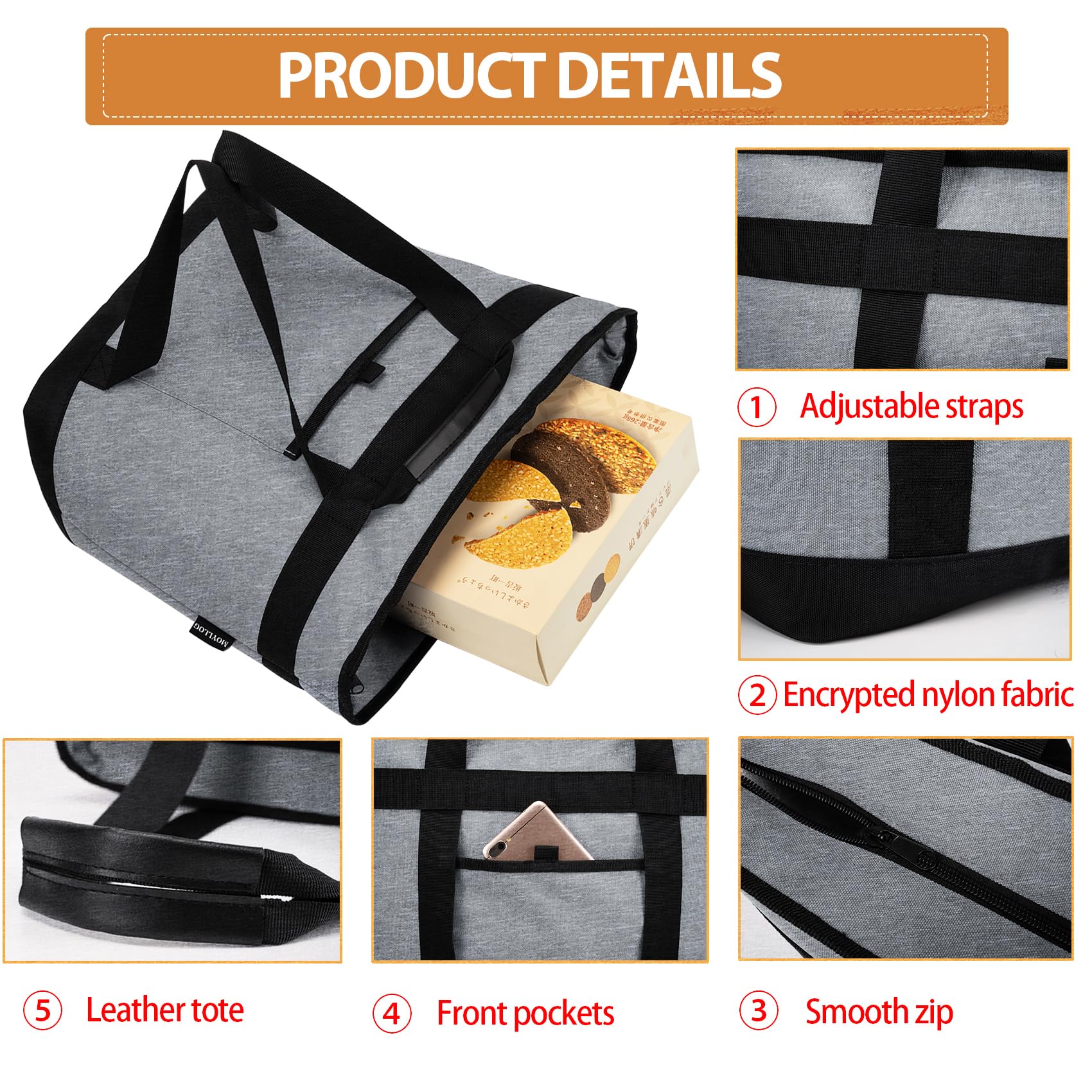 Sac isotherme réutilisable pour aliments chauds/froids, sac de livraison de nourriture thermique pour la plage, les voyages, les pique-niques