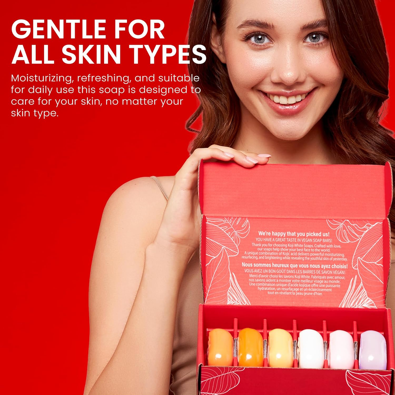 Koji White Kojic Acid Soap, Soap Gift Set for Women Christmas Gift with Kojic Acid, Papaya, Glutathione, Vitamin C, Collagen, Hyaluronic for Face & Body - Natural, Glycerin, Vegan 2.8 Oz (6 Bars) - Image 7