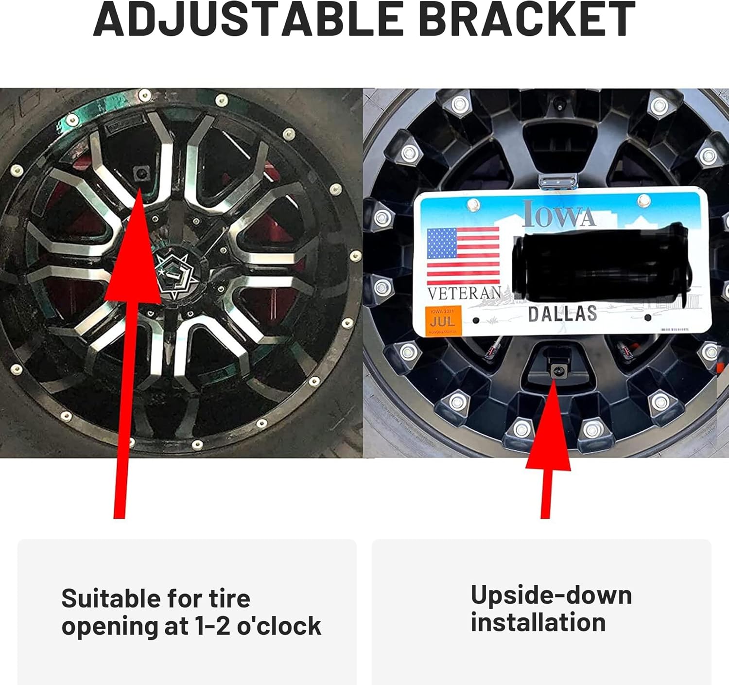 EWAY Classic 3.0 Full Metal Spare Tire Ajustable Brackes Backup Camera & License Plate Backup Camera for Jeep Wrangler JK JKU 2007-2018