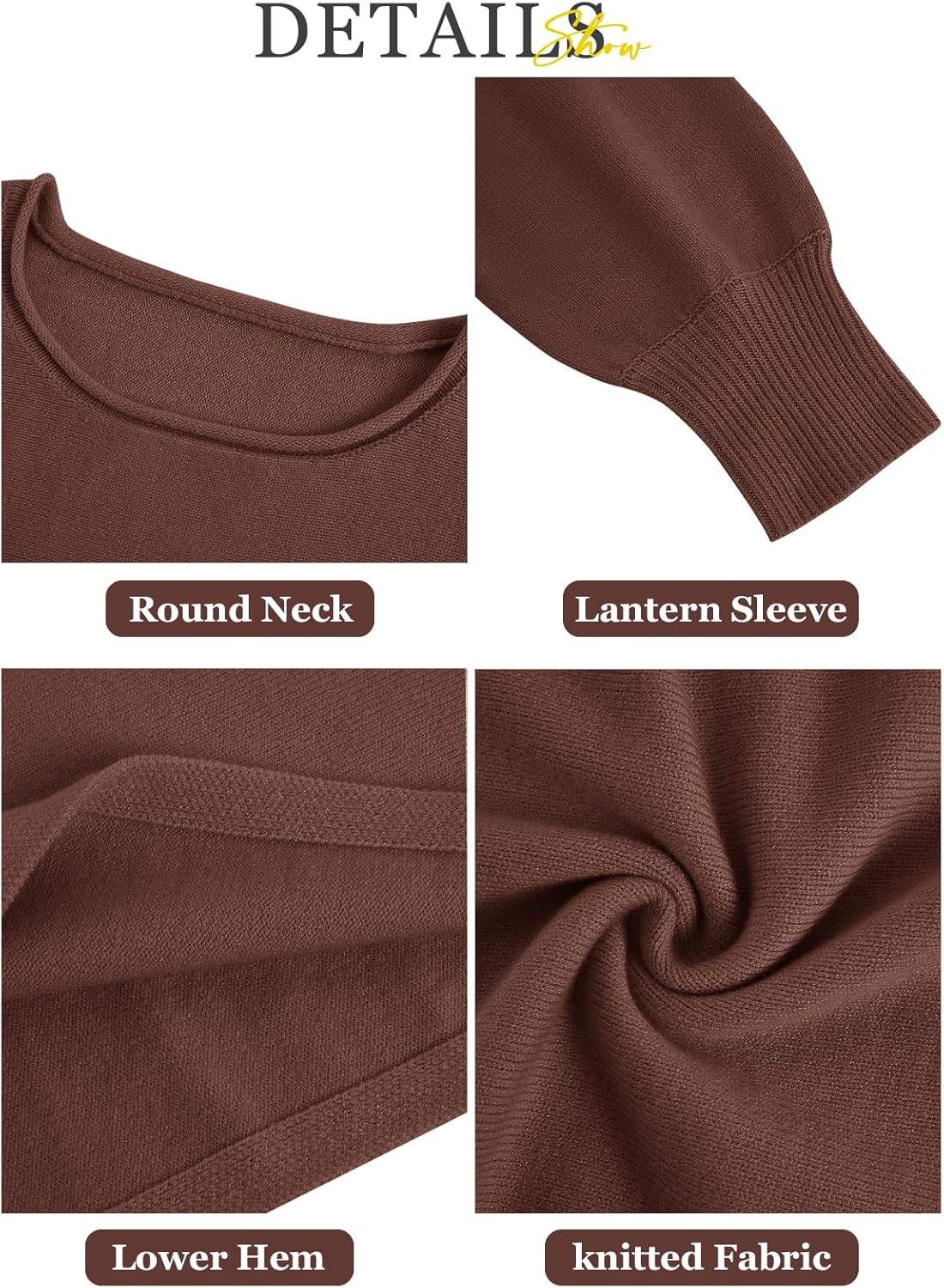 Imily Bela Cropped Sweaters for Women Lantern Long Sleeve Crop Top Slouchy Trendy Loose Crewneck Pullover Sweater - Image 4