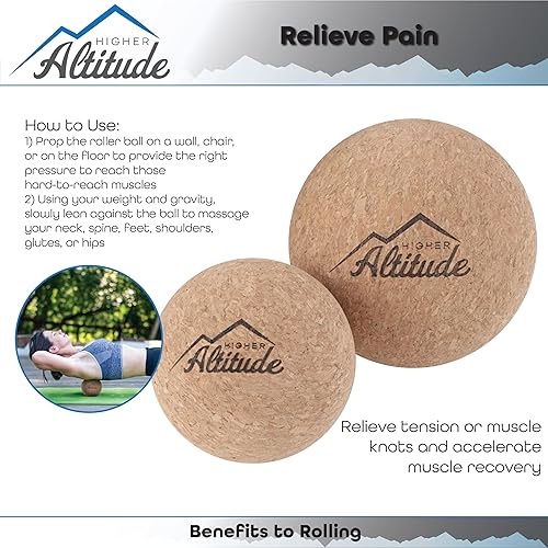 Miniatura 3 de Juego de bolas de mensaje de corcho, bolas de masaje de yoga de cuerpo completo de 1.969 in y 2.559 in para recuperación muscular y alivio del dolor