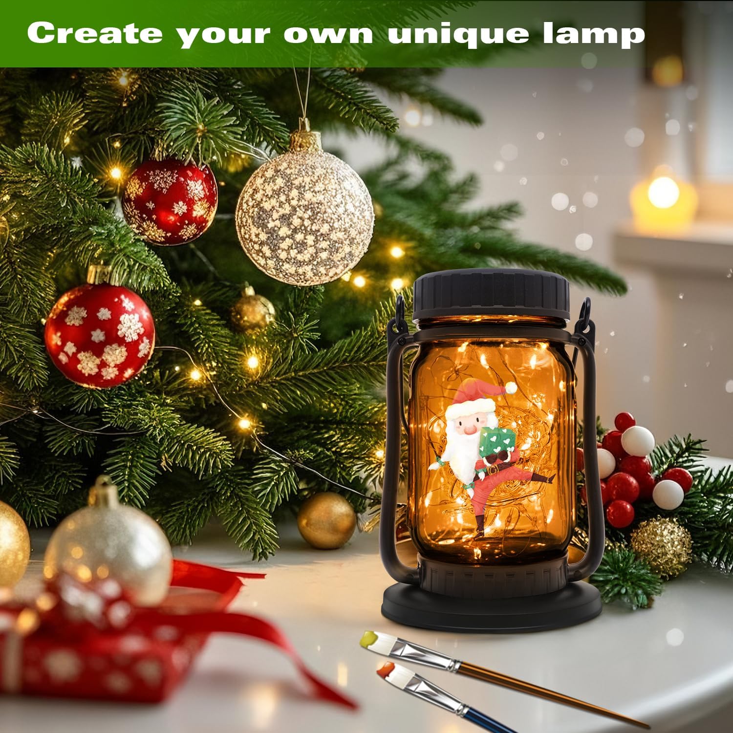 Solar Mason Jar Lantern Outdoor Waterproof, Hanging Solar Lantern Lights for Outside, Fairy Glass Decorative Lantern for Yard Patio Garden Porch Table Wedding, 2 Pack