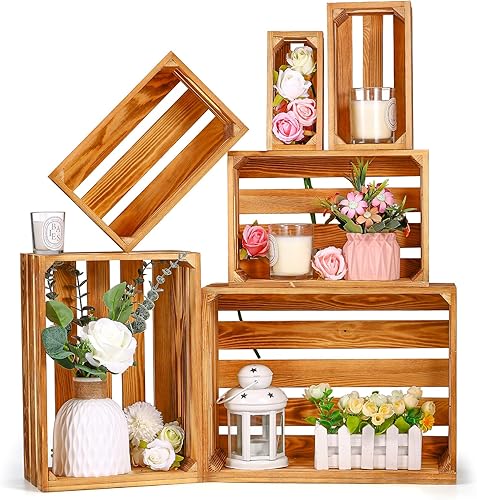 BOBOKA Juego de 6 cajas decorativas de madera para almacenamiento, 6 tamaños, cajas de almacenamiento de madera decorativas de granja, cajas de disponible en Yaxa Costa Rica