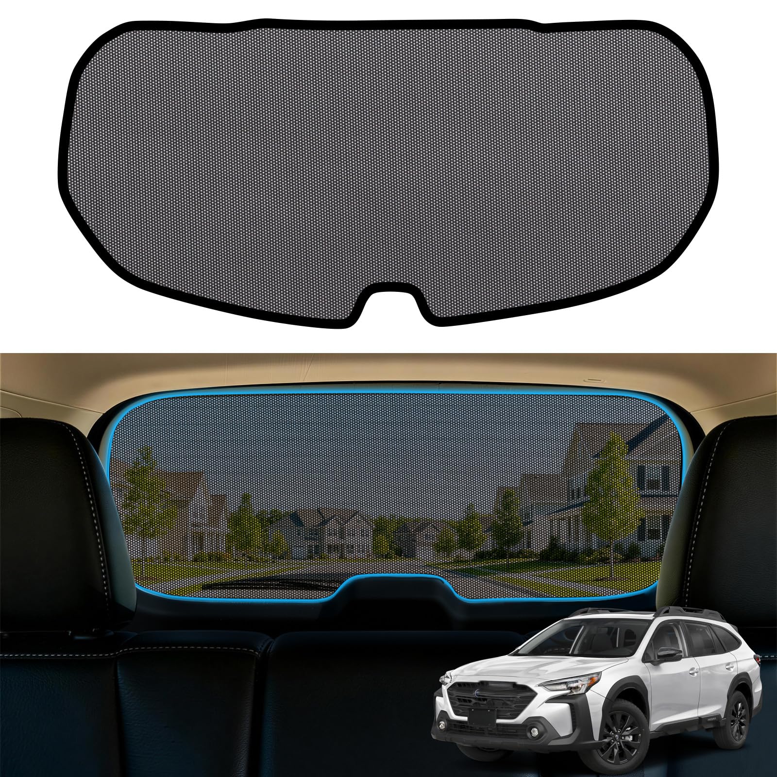 KOCZIL Rear Window Sun Shade for 2021-2024 Outback, Custom Fit Back Windshield Shade, Breathable Mesh UV Protection Heat Reduction for Baby & Passengers, Clear Rear View, Easy Clip-On Install