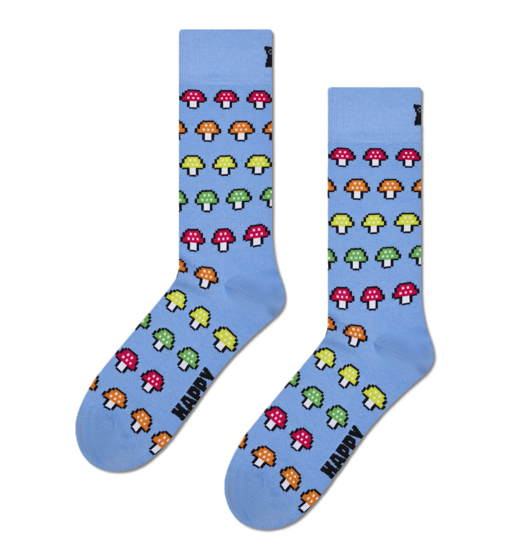 Happy Socks Mushroom Stripe Sock, Light Blue, 36-40