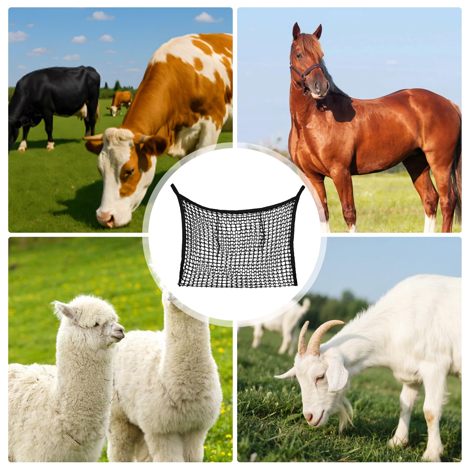 PORFOYO Filet à foin pour chevaux - 120 x 90 cm - Maille étroite avec 2 mousquetons - Filet d'alimentation avec boucle de sécurité - Capacité 10 kg - Filet à foin pour chevaux