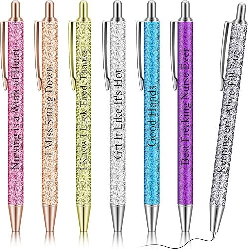 Miniatura 8 de 7 bolígrafos de felicitación para profesores bolígrafos inspiradores de tinta negra con purpurina bolígrafos retráctiles de metal regalos de
