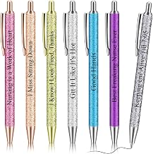 Geyee 7 Pcs Funny Glitter Nurse Pens Nurse Week Appreciation Gifts Nursing Retractable Black Ink Pens for Doctor Medical Assistants Office Supplies