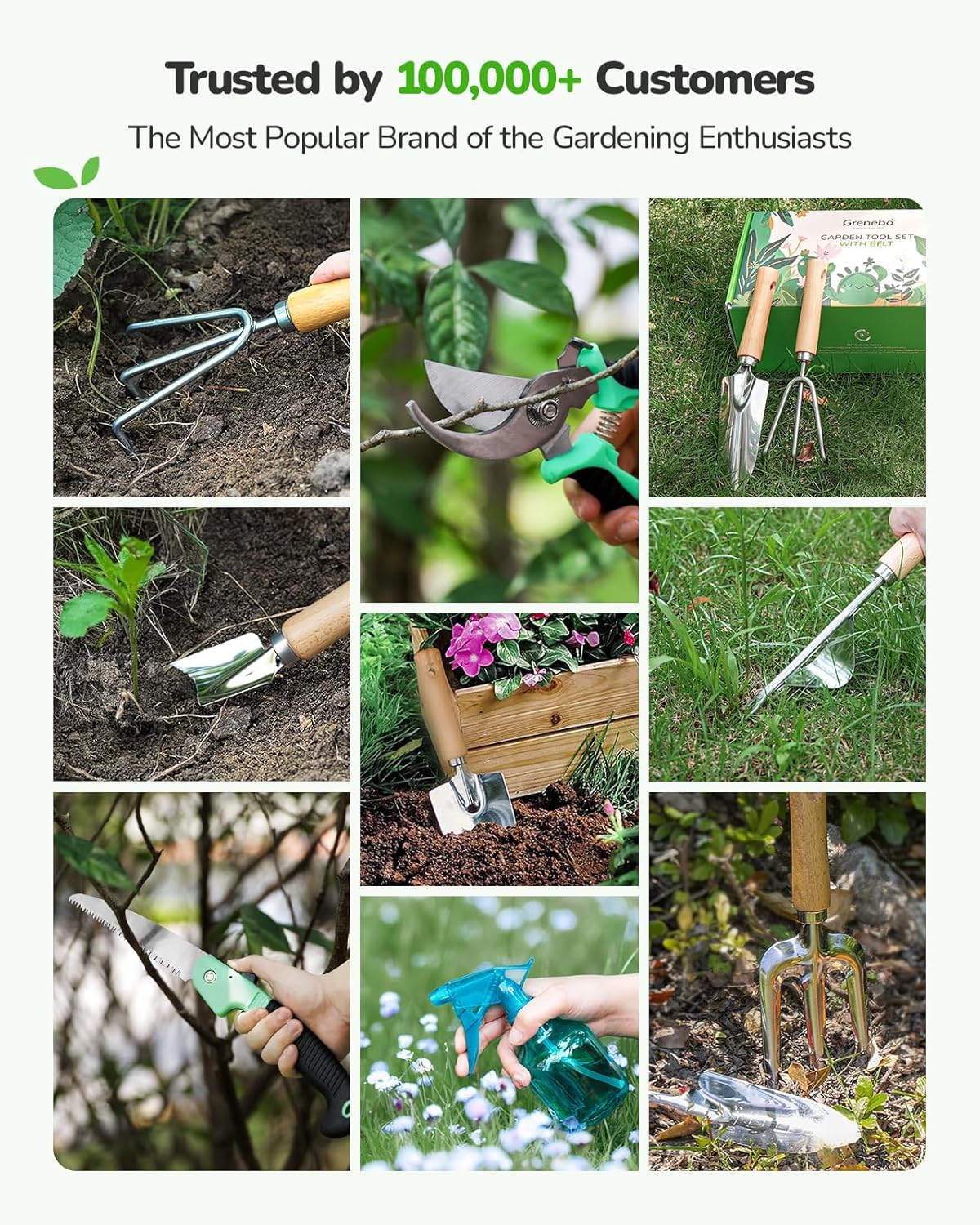 All-in-One Garden Tool Set with Tools Organizer Belt Adjustable, 10-Piece Gardening Hand Tools, Long Lasting Rust-Proof Premium Garden Tool Kit, Gardening Gift for Women Men (Pink) - Image 5