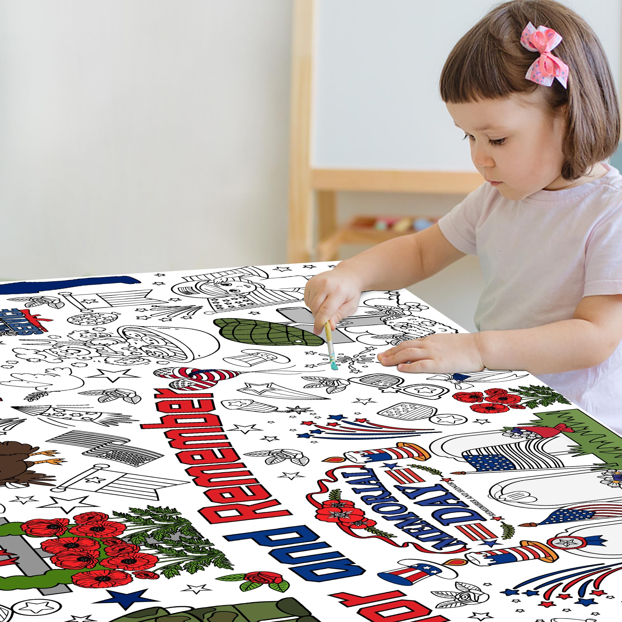 OHOME Memorial Day Giant Coloring Poster Tablecloth - 30x72 Inch Jumbo Banner For Crafts, Parties, Classroom Activities - View #9