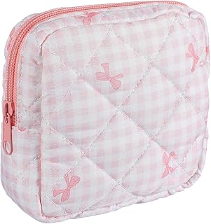Period Bag Bow Period Pouch 4.7in Cute Pink Pad Bag Sanitary Pouch with Zipper for Purse Women Cosmetic Case
