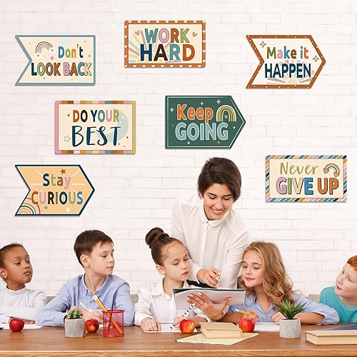 Miniatura 6 de Fulmoon Banners de decoración de aula bohemios, carteles motivacionales para porche, póster inspirador para puerta, afirmaciones, decoración de