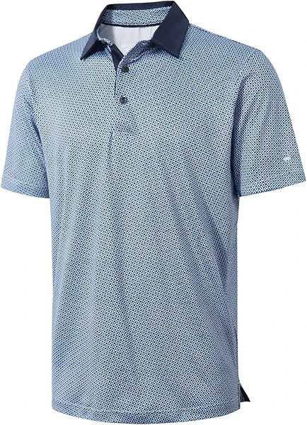 Golf Shirts for Men Dry Fit Short Sleeve Moisture Wicking Print Performance Sport Casual Men Polo Shirts Bluish Umbrella