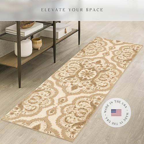 Miniatura 2 de Maples Rugs Vivian Medallion - Alfombra para pasillo, fabricada en Estados Unidos, lavable, antideslizante, alfombra de interior para pasillo,