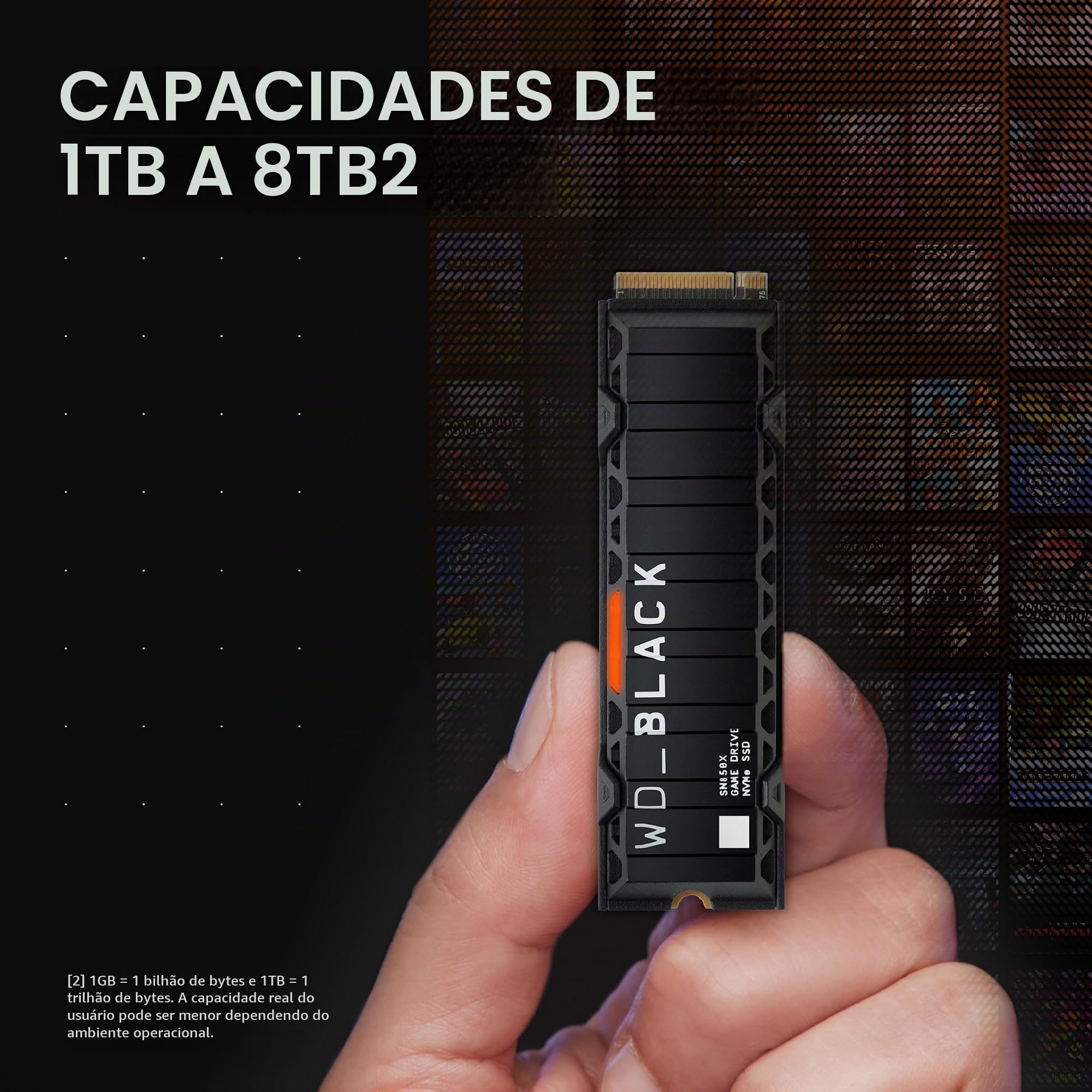 WD_BLACK, SSD SN850x 1TB NVMe M.2 2280 (Leitura até 7300MB/s e
