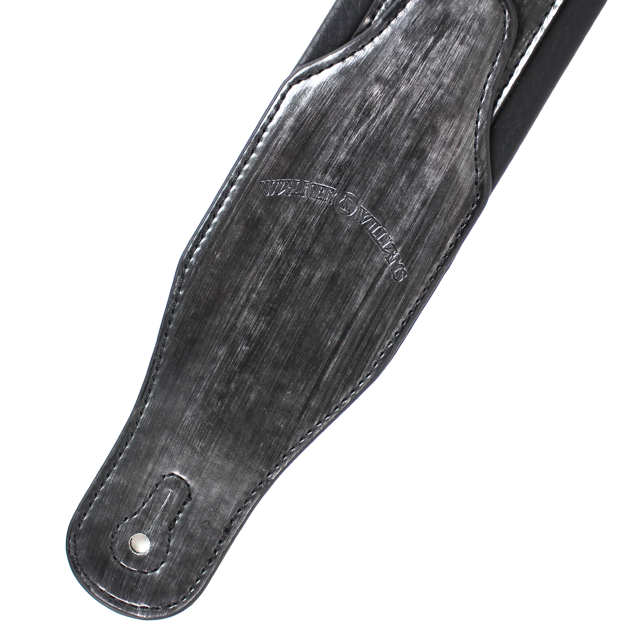 Walker And Williams GB-25 - Correa acolchada con diseño de cadena francesa y flor de lis, Chrome Wash