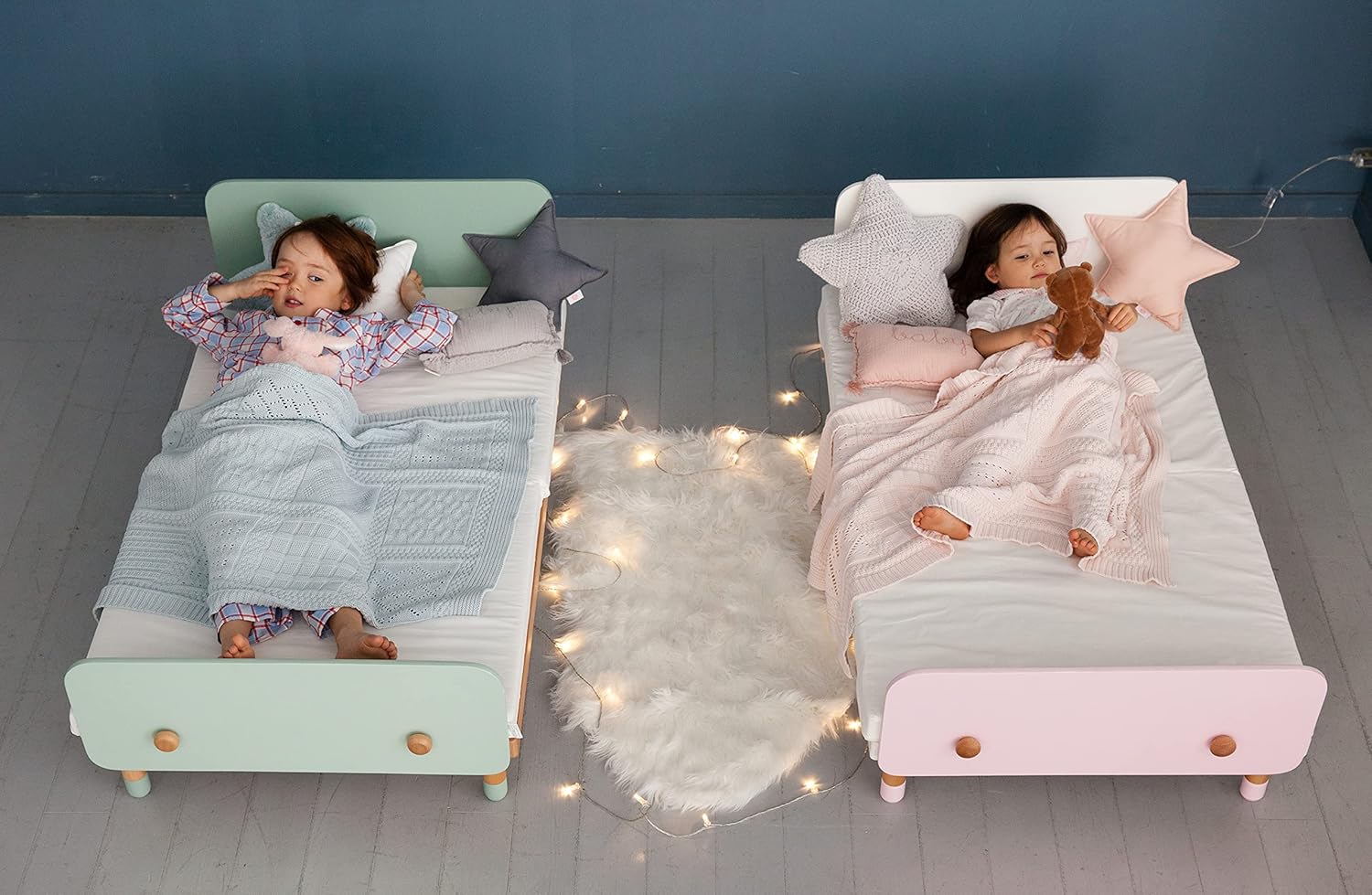 【美品】HOPPLキッズベッド 120x70x45 HOPPL(ホップル) キッズベッド シーグリーン 120x70x45センチメートル