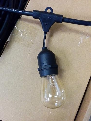 Miniatura 4 de Tira de luces para exteriores de 50 pies con 25 enchufes colgantes, 28 bombillas (3 de repuesto), base E26, bombillas de 11 W, luces de patio