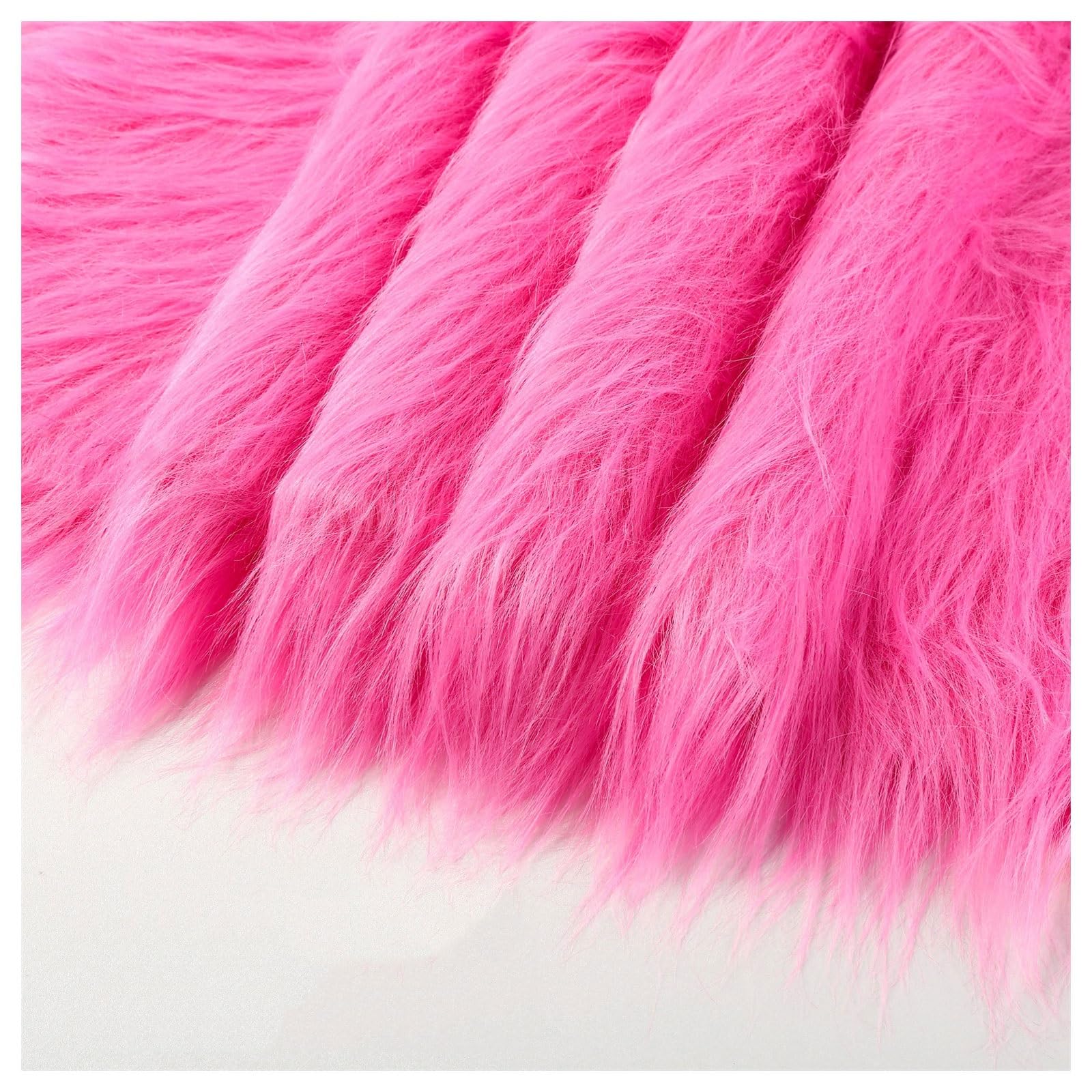 12cm Long Pile Faux Fur Fabric Squares Shaggy Plush Fluffy Fuzzy Plush Faux Imitation Fur Material, for DIY Christmas Halloween Cosplay, Fancy Dresses, Gnomes Beards and Hair, 50x50cm (Color : Pink 5