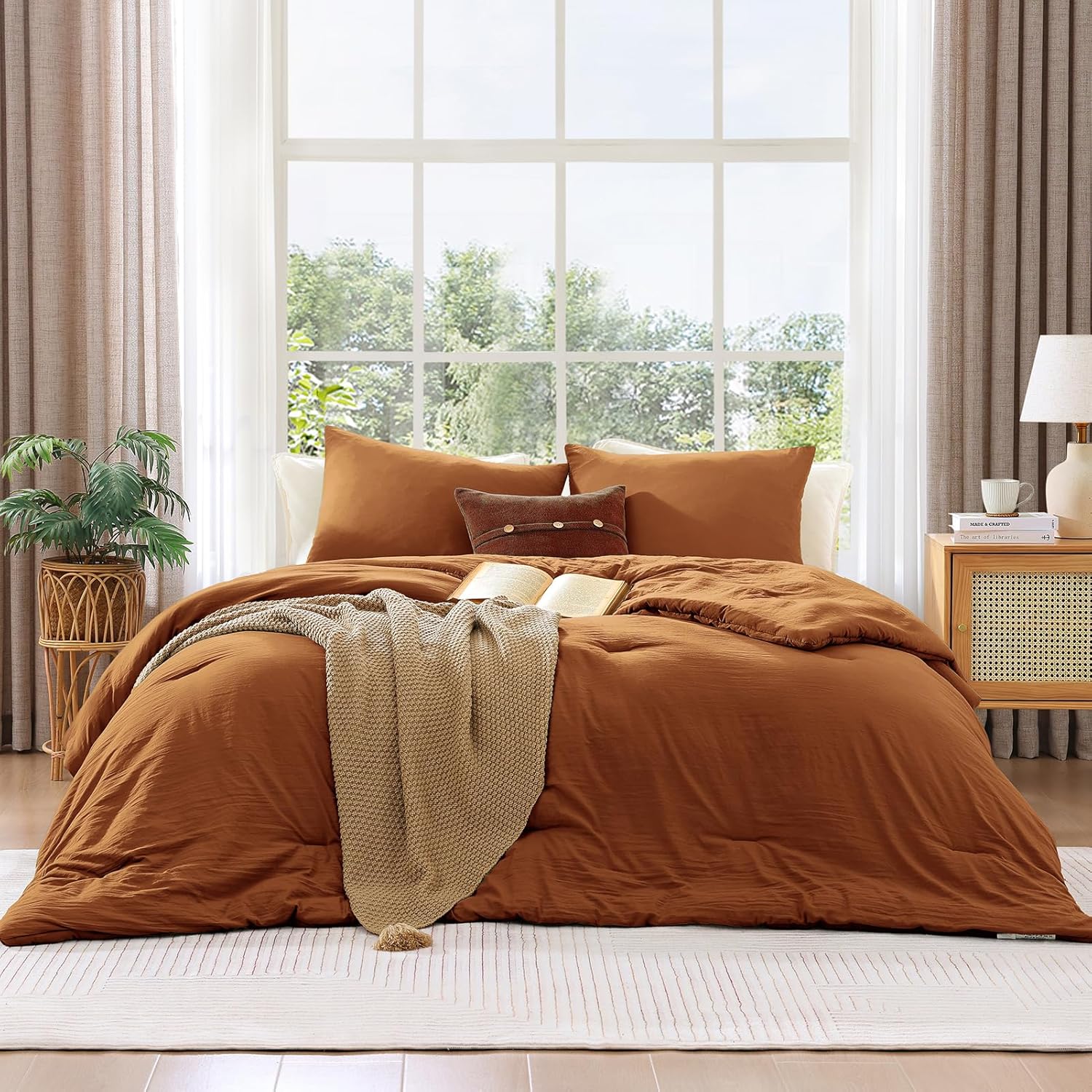 WRENSONGE Burnt Orange Twin XL Comforter Set, 2 Piece Soft