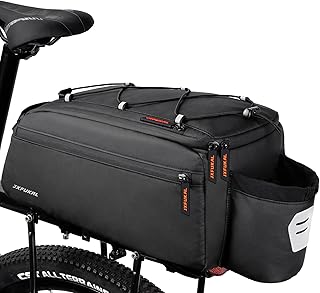 JXFUKAL Bolsas de bicicleta para soporte trasero de bicicleta, bolsa de soporte para bicicleta de 13 litros, panel lateral y base rígido integrado, impermeable, reflectante, bolsa de asiento de silla