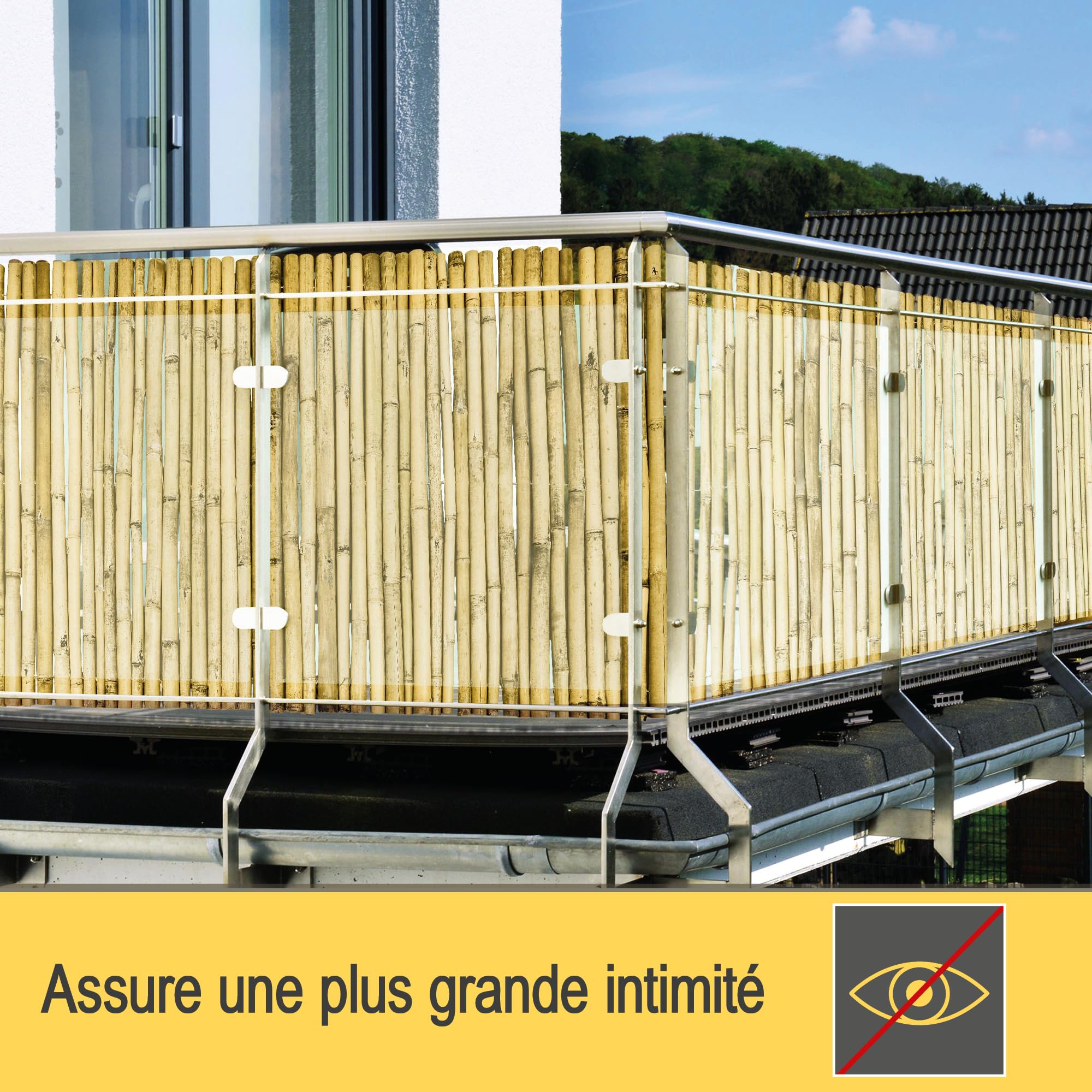 Sol Royal Premium Canisse Brise Vue Bambou Clair Brillant 180x250 cm – Canisse Bambou Balcon Palissade Jardin Exterieur – Cache Brise Vue Balcon 1,8m hauteur Pare Vue Terrasse Extérieur