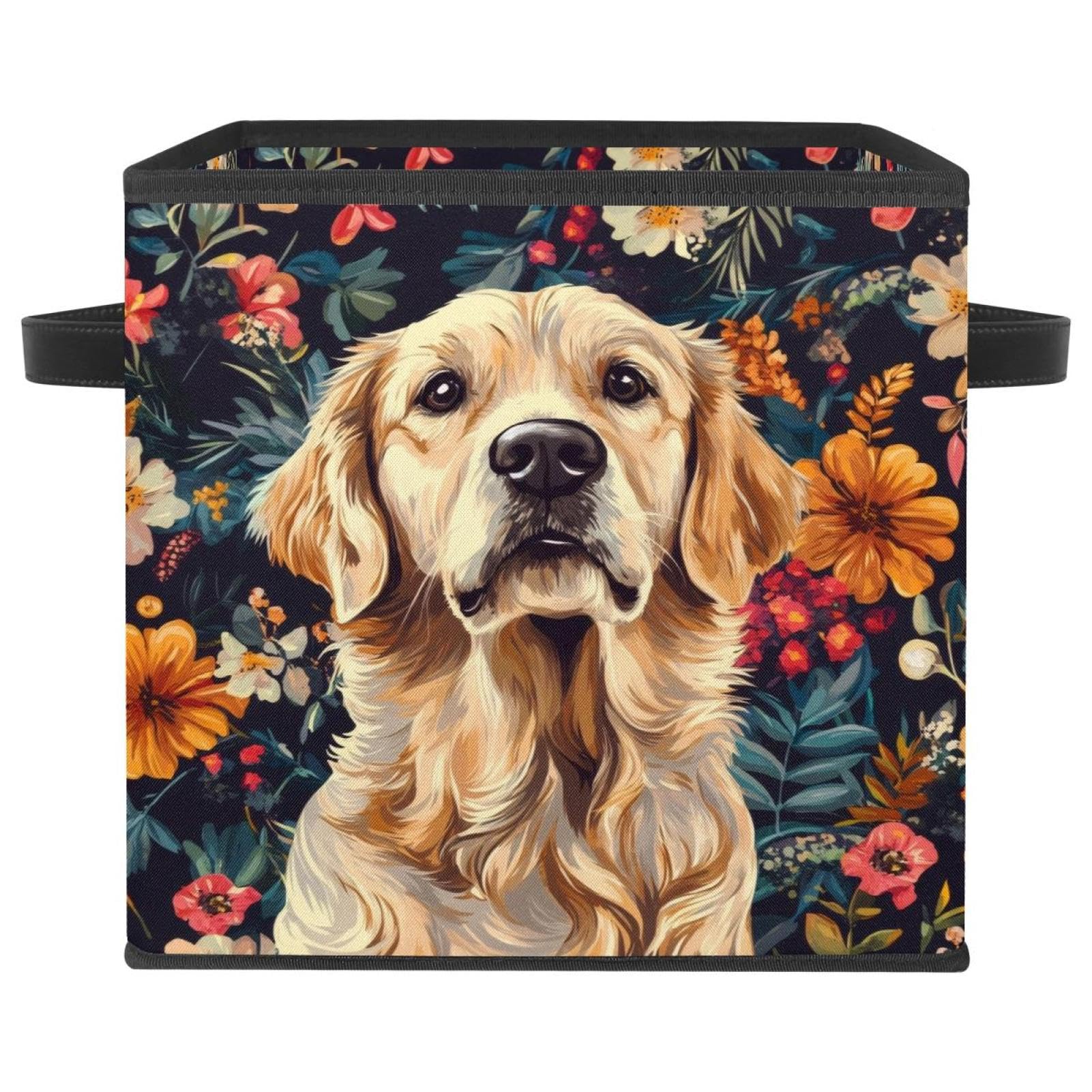 Boîte de rangement Golden Retriever double poignées contre le désordre