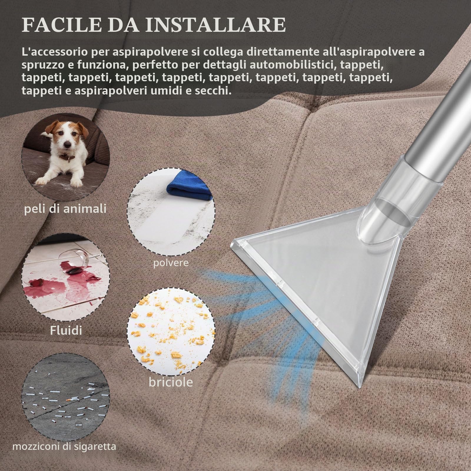 Rierousy 2 Pezzi Aspirapolvere Testina Ugelli, Ugello per Aspirapolver, Bocchetta Estrazione, Bocchetta Aspiraliquidi, Lava Tappezzeria Beccuccio Aspirapolvere Universale