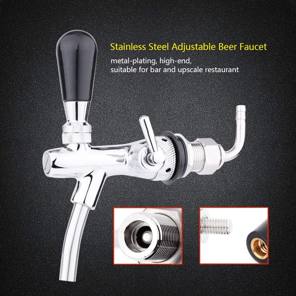 Robinet de Bière Réglable, Acier Inoxydable G5/8 Robinet de Bière Réglable Tige de Tirage Barre de Maison pour Système de Fût de Bière(Or)